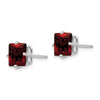 14k White Gold 7mm Princess-cut Garnet Post Earrings