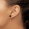 14k White Gold 7mm Princess-cut Garnet Post Earrings