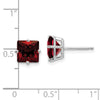 14k White Gold 7mm Princess-cut Garnet Post Earrings