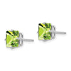 14k White Gold 7mm Princess-cut Peridot Post Earrings