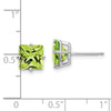 14k White Gold 7mm Princess-cut Peridot Post Earrings