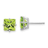14k White Gold 7mm Princess-cut Peridot Post Earrings