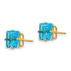 14k 8mm Square Step-Cut Blue Topaz Post Earrings