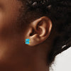 14k 8mm Square Step-Cut Blue Topaz Post Earrings