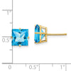 14k 8mm Square Step-Cut Blue Topaz Post Earrings