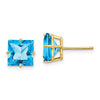 14k 8mm Square Step-Cut Blue Topaz Post Earrings