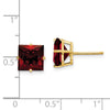 14k 8mm Princess-cut Garnet Post Earrings