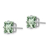 14k White Gold 4-Prong 8mm Princess Green Quartz Post Earrings