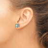 14k White Gold 4-Prong 8mm Princess Green Quartz Post Earrings