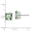 14k White Gold 4-Prong 8mm Princess Green Quartz Post Earrings