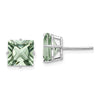 14k White Gold 4-Prong 8mm Princess Green Quartz Post Earrings