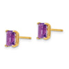 14k 6x4mm Emerald-cut Amethyst Post Earrings