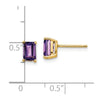 14k 6x4mm Emerald-cut Amethyst Post Earrings