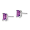 14k White Gold 6x4mm Emerald-cut Amethyst Post Earrings