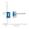 14k White Gold 6x4mm Emerald-cut Blue Topaz Post Earrings