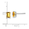 14k White Gold 6x4mm Emerald-cut Citrine Post Earrings