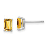 14k White Gold 6x4mm Emerald-cut Citrine Post Earrings