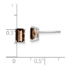14k White Gold 6x4mm Octagon Checker-Cut Smoky Quartz Post Earrings