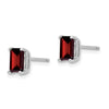 14k White Gold 6x4mm Emerald-cut Garnet Post Earrings