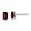 14k White Gold 6x4mm Emerald-cut Garnet Post Earrings