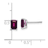 14k White Gold 6x4mm Emerald-Cut Rhodolite Garnet Stud Earrings