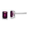 14k White Gold 6x4mm Emerald-Cut Rhodolite Garnet Stud Earrings