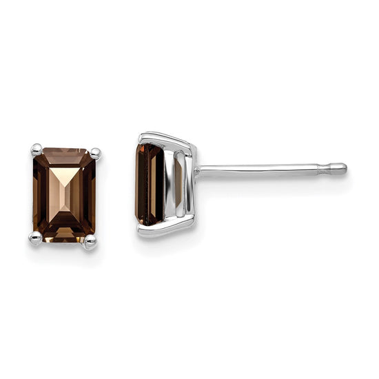 14k Emerald-Cut Gemstone Earrings