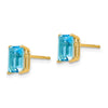 14k 7x5mm Emerald-Cut Blue Topaz Post Earrings