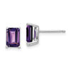 14k White Gold 7x5mm Emerald-Cut Amethyst Post Earrings