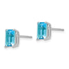 14k White Gold 7x5mm Emerald-Cut Blue Topaz Post Earrings
