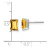 14k White Gold 7x5mm Emerald-Cut Citrine Post Earrings