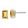 14k White Gold 7x5mm Emerald-Cut Citrine Post Earrings