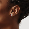 14k White Gold 7x5mm Emerald-cut Garnet Post Earrings