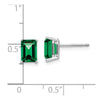 14k White Gold 7x5mm Emerald-Cut Mount St. Helens Post Earrings