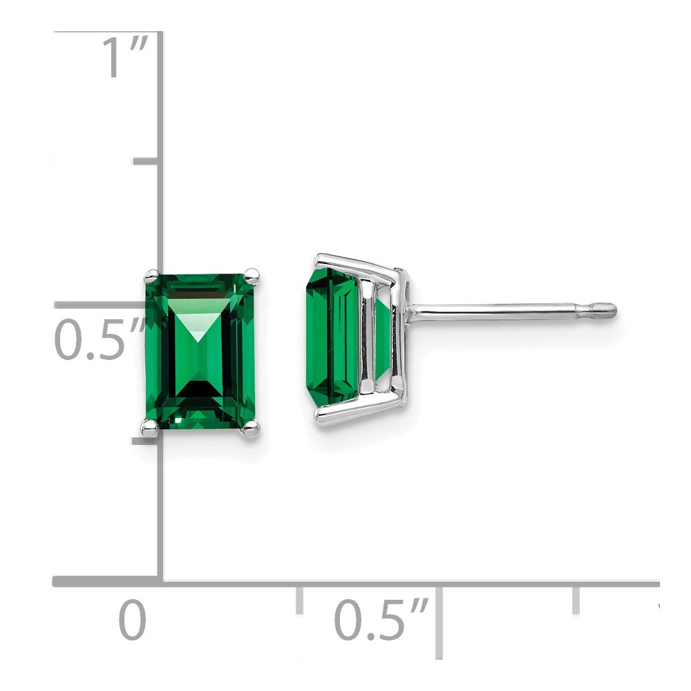 14k White Gold 7x5mm Emerald-Cut Mount St. Helens Post Earrings
