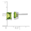 14k White Gold 7x5mm Emerald-Cut Peridot Post Earrings