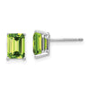 14k White Gold 7x5mm Emerald-Cut Peridot Post Earrings
