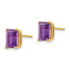 14k 8x6mm Emerald-Cut Amethyst Post Earrings