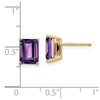 14k 8x6mm Emerald-Cut Amethyst Post Earrings