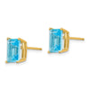 14k 8x6mm Emerald-Cut Blue Topaz Post Earrings