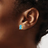 14k 8x6mm Emerald-Cut Blue Topaz Post Earrings