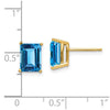 14k 8x6mm Emerald-Cut Blue Topaz Post Earrings
