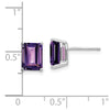 14k White Gold 8x6mm Emerald-Cut Amethyst Post Earrings