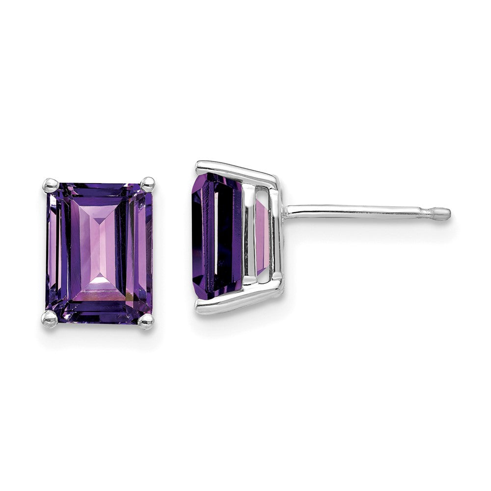 14k Emerald-Cut Gemstone Earrings