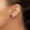 14k White Gold 8x6mm Emerald-cut Garnet Post Earrings