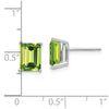 14k White Gold 8x6mm Emerald-Cut Peridot Post Earrings