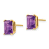 14k 9x7mm Emerald-Cut Amethyst Post Earrings