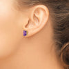 14k 9x7mm Emerald-Cut Amethyst Post Earrings