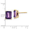 14k 9x7mm Emerald-Cut Amethyst Post Earrings
