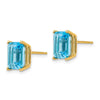 14k 9x7mm Emerald-Cut Blue Topaz Post Earrings